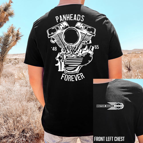 Panheads Forever Back Design Heavy Cotton Tee