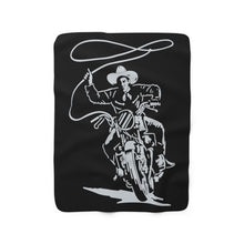 Load image into Gallery viewer, Motorcycle Cowboy Sherpa Fleece Blanket