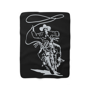 Motorcycle Cowboy Sherpa Fleece Blanket