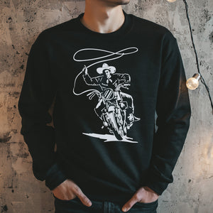 Motorcycle Cowboy Crew Neck Sweater