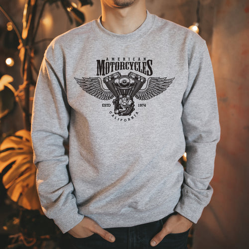 American Cycles Winged Crew Neck Sweater