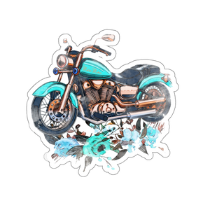 Blue Floral Biker Sticker