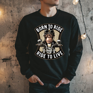 Born To Ride Monkey Crew Neck Sweater