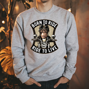 Born To Ride Monkey Crew Neck Sweater
