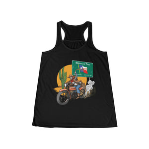 Women's Flowy Racerback Tank Motorcycle Cowboy