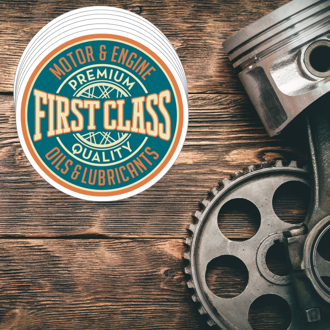 First Class Motor Lubricants Sticker