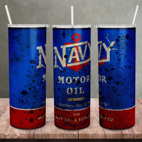 Navy Motor Oil Tumbler