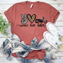 Load image into Gallery viewer, Peace Love Biker Tee