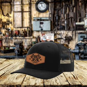 Skull & Pistons Leather Patch Hat